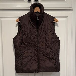 Nine West Quilted Puffer Vest in Chocolate Brown Size M
